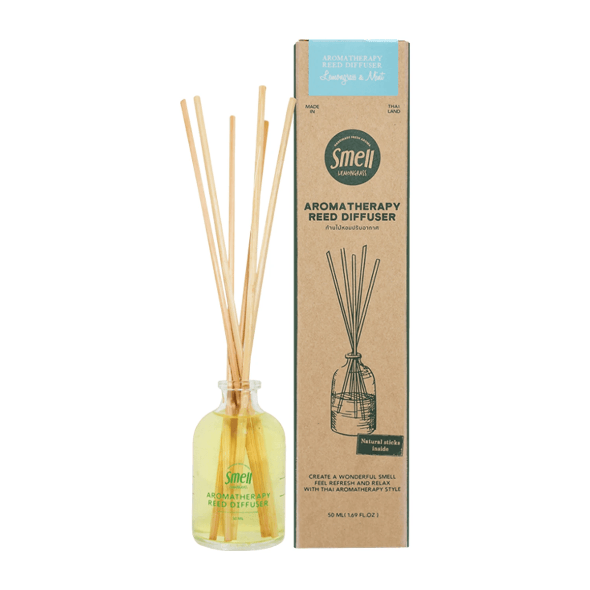 Smell Lemongrass Handmade Aromatherapy Calm & Relax Mosquito Repellent Reed Diffuser (Lemongrass & Mint) 50ml - CC Outlet HK