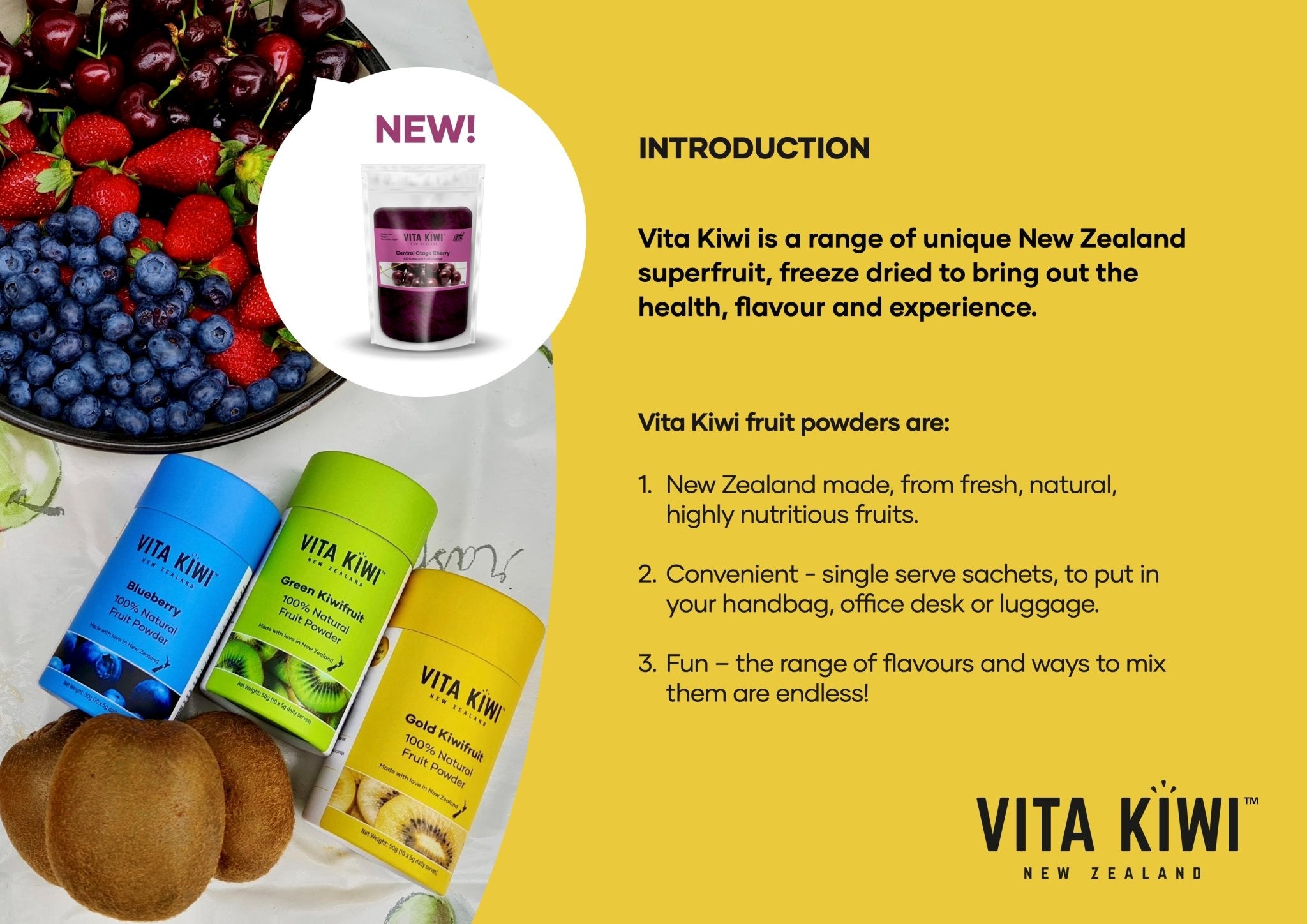 Vita Kiwi 100% Fruit Powder - Gold Kiwi 5g x 10 Sticks Exp: 2024/7 - CC Outlet HK